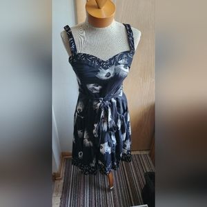 100% Cotton Black and White Floral Nine West Dress Size 4